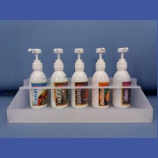 EXTRACTOS    Expositor para 6 botes de extractos, siropes<br>Medidas: 370 x 160 x 100 mm<br>